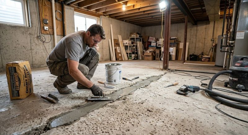 Cracked Basement Floor Repair in New Haven County, CT