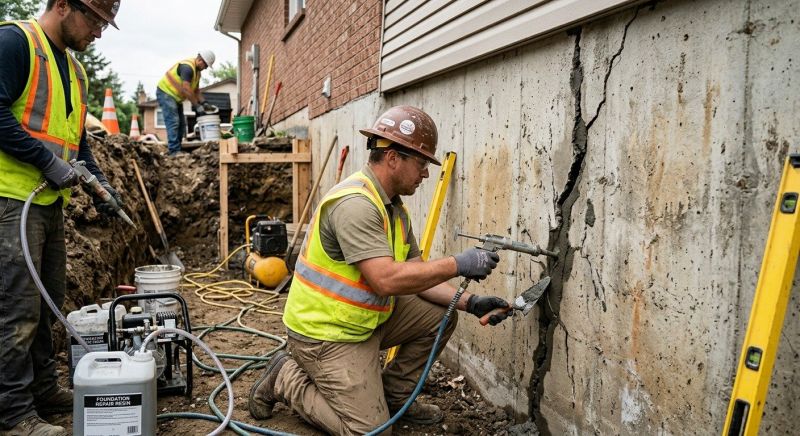 Cracked Foundation Repair in Middlebury, CT